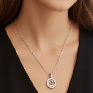 Silver Plated Desgner GG Pendant Chain Necklace